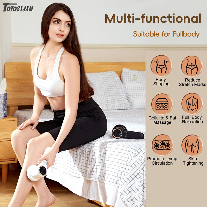Handheld Cellulite Massager, Body Sculpting Machine, Lymphatic Drainage Device, Lipo Massage Roller for Stomach Belly Butt Arms Legs, Vibrating Massage Home Use Cordless & Mini (Black) Black
