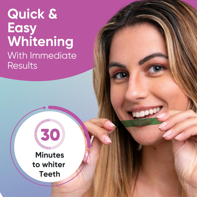 [Australia] - Gentle Teeth Whitening Strips - (28 Stripes) Bleaching Teeth Free of Peroxide for a Radiant Smile - Gentle Tooth whitening Mint 