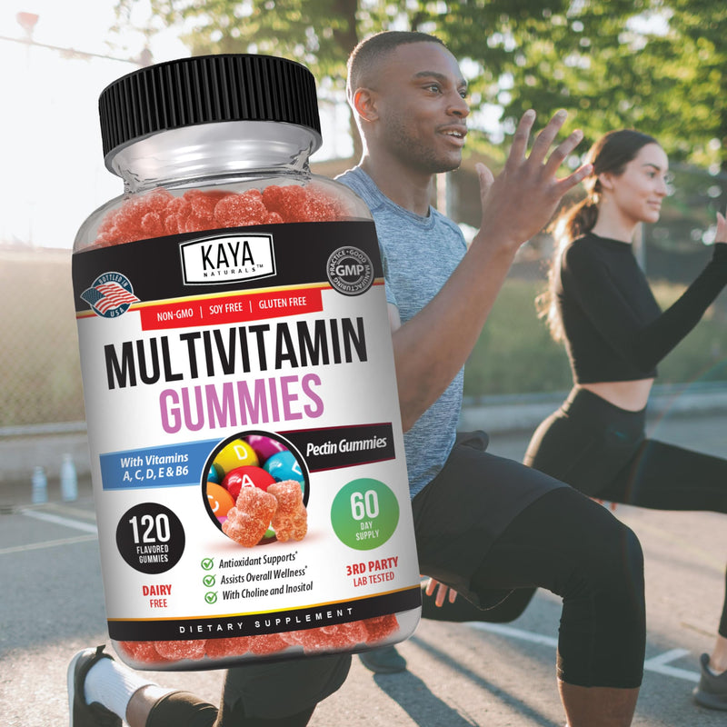 Kaya Naturals Adult Multi Vitamin Gummy, 120 Count, Biotin, Vitamin A, B-12, C & E, Including Zinc, Folic Acid, Strawberry Flavor (120 Gummies) (Pack of 2) 120 Count (Pack of 2)