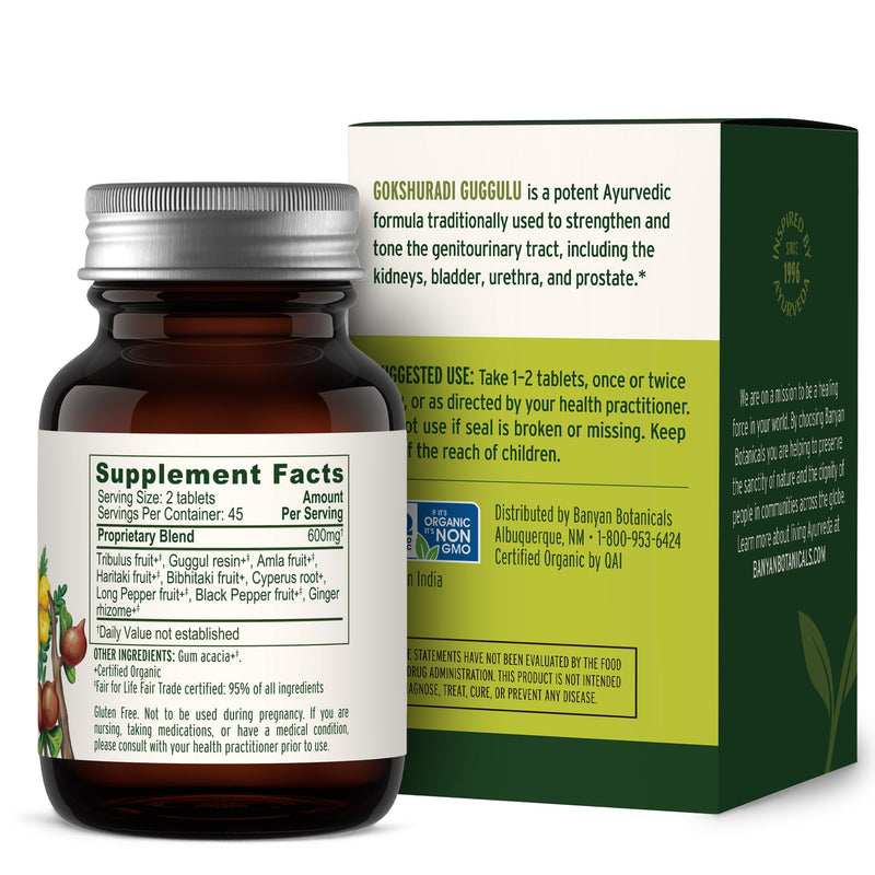 Banyan Botanicals Organic Gokshuradi Guggulu – Urinary Tract & Kidney Support Supplement – with Gokshura & Guggulu Resin for Systemic Cleansing & Vitality – 90 Tablets – USDA Organic