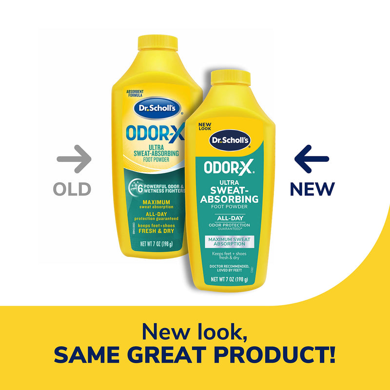 Dr. Scholl's ODOR-X FOOT ODOR PROBIOTIC SPRAY, 4 oz // Immediately Eliminates The Worst Odors & ULTRA-SWEAT ABSORBING FOOT POWDER, 7 oz // Maximum Sweat Absorption