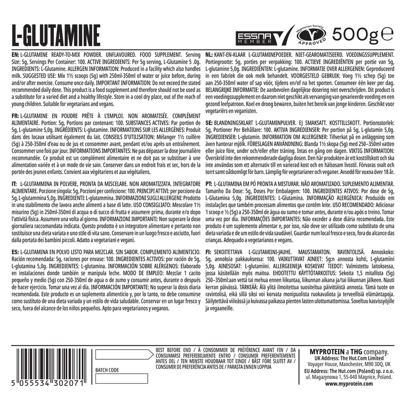 [Australia] - Myprotein L-Glutamine Unflavored 250 g Unflavored 1 x 250 g 