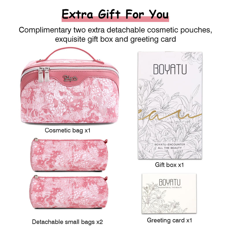 BOYATU Travel Makeup Bag Cosmetic Bags for Women: 3-Piece Makeup Bag Set (E-4-Pink)