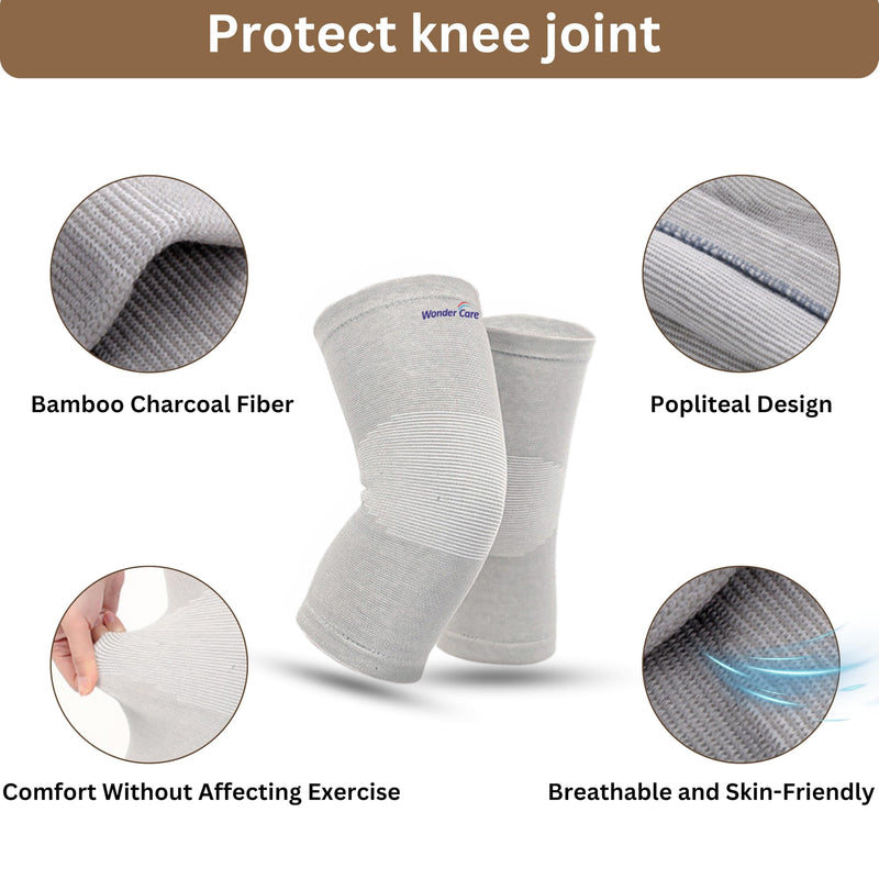 [Australia] - Wonder Care 2-Pack Bamboo Knee Compression Sleeve for Men and Women, Compression Knee Sleeve for Running, Volleyball, Gym Weightlifting Made from Bamboo Yarn, Perfect Knee Brace for Knee Pain and Enhanced Comfort - 1 Pair XX-Large Grey 