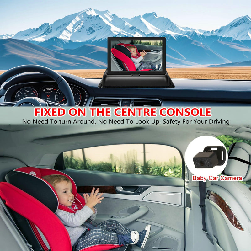 [Australia] - Baby Car Camera for Backseat-HD 720P 4.3 inch Monitor with Night Vision, 360¬∞ Rotation, 150¬∞ Wide View Angle. Protects Your Baby‚Äôs Eyes.Rear-Facing Backseat Camera for Kids, Infants, and Newborns KB45 