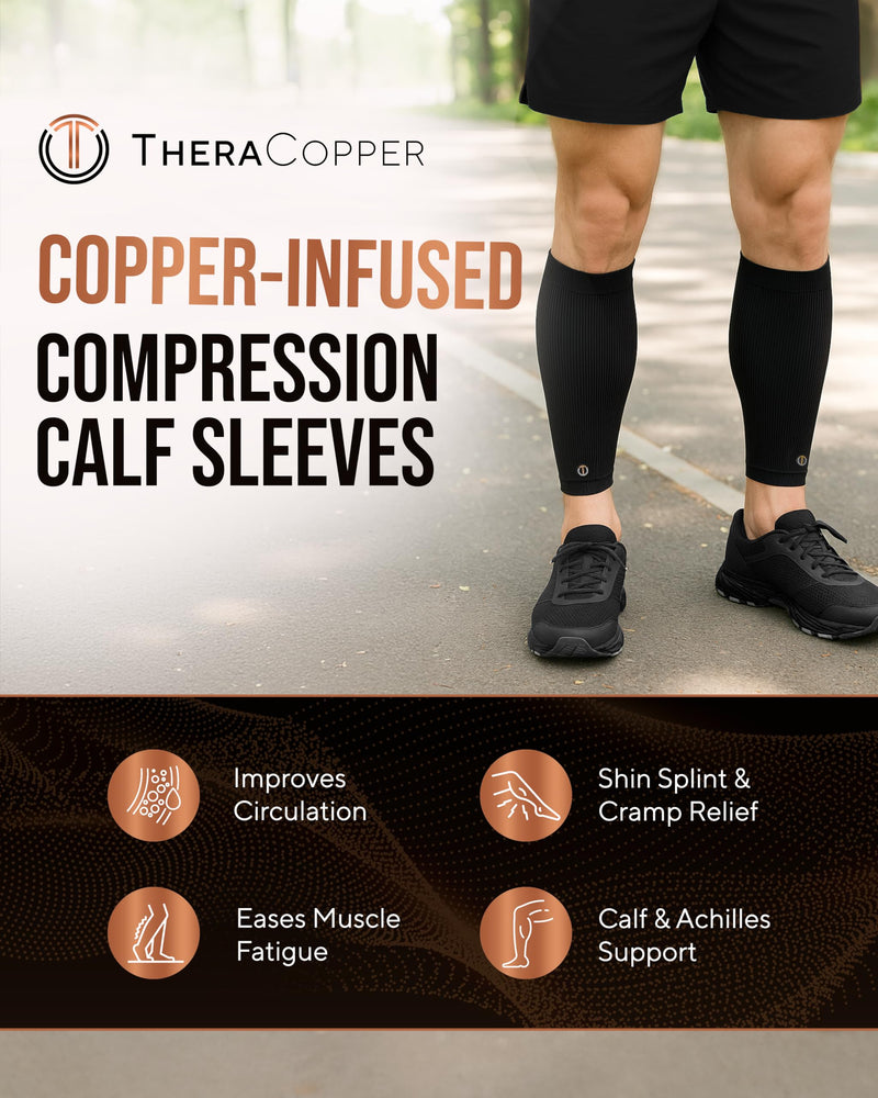 [Australia] - Copper Calf Compression Sleeve — Premium Copper Compression Shin Sleeve for Men & Women — Breathable & Non-Slip Leg Sleeves for Runners, Shin Splints, Muscle Recovery & Leg Fatigue Medium 