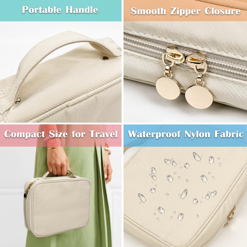 2 PCS Travel Jewelry Organizer Cases,Small Jewelry Bags with Clear Zipper Velvet Pouches for Traveling