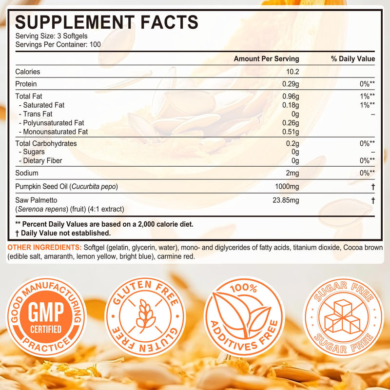 [Australia] - Pumpkin Seed Oil Capsules, 2 in 1 Pumpkin Seed Extract 300 Softgels,Supports for Hair Growth 300 Count (Pack of 1) 