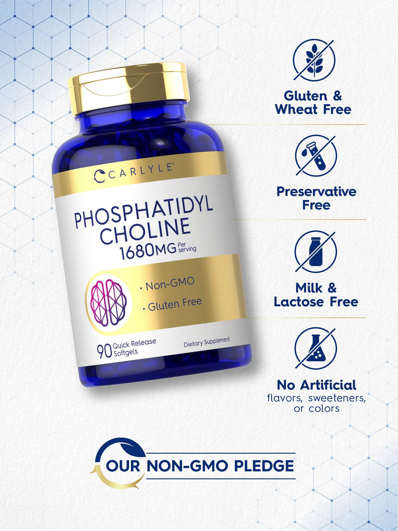 Carlyle Phosphatidyl Choline | 1,680mg | 90 Quick Release Softgels | Non-GMO & Gluten Free Supplement