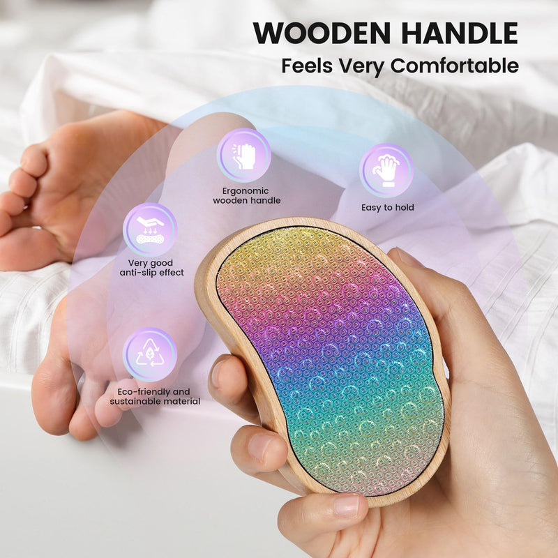 [Australia] - BEZOX Foot File and Callus Remover (New Upgrade) - Foot Rasp, Pedicure Dead Skin Removal Tool, Foot Scraper, Surgical Stainless Steel File and Comfortable Wooden Handle Rainbow Colors 
