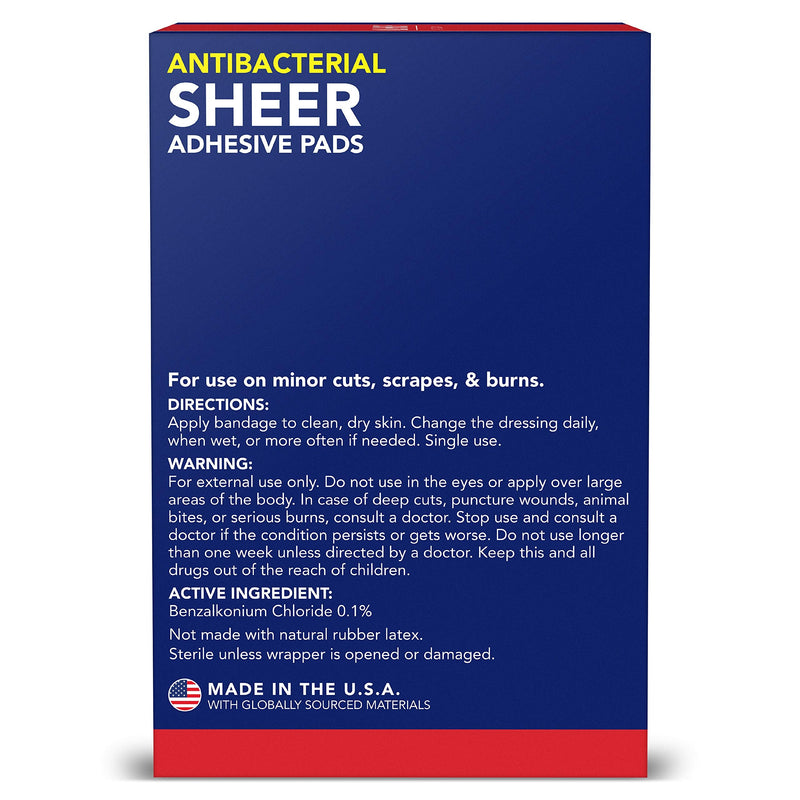[Australia] - All Health Antibacterial Sheer Adhesive Pad Bandages, 3 in x 4 in, 30 ct | Helps Prevent Infection, Extra Large Comfortable Protection for First Aid and Wound Care 30 Count (Pack of 1) 