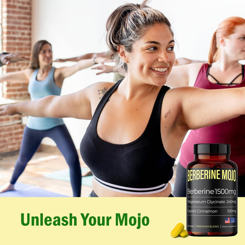 [Australia] - Berberine Supplement 1500mg with Magnesium Glycinate 240mg and Ceylon Cinnamon 100mg for Gut Health & Weight Management for Women & Men - High Potency - 60 Tablets 