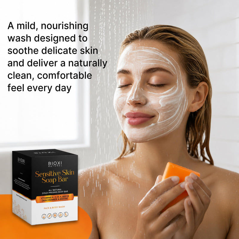 Soap Bar for Sensitive Skin - Korean Formula with Vitamins A, C, D, E & B (Niacinamide & Biotin) Complex - All Natural Face & Body Wash Cold Pressed Gentle Hydrating & Nourishing Soap - 2 Pack G2 Sensitive 2 Pack