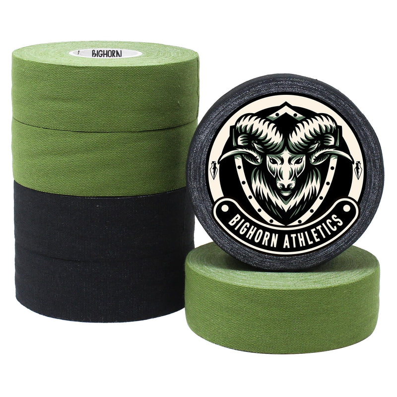 [Australia] - Bighorn Athletics Boxing & Athletic Sports Tape, Extra Sticky, 1-Inch x 45-feet, 6-Rolls (Military Green & Black) Military Green & Black 
