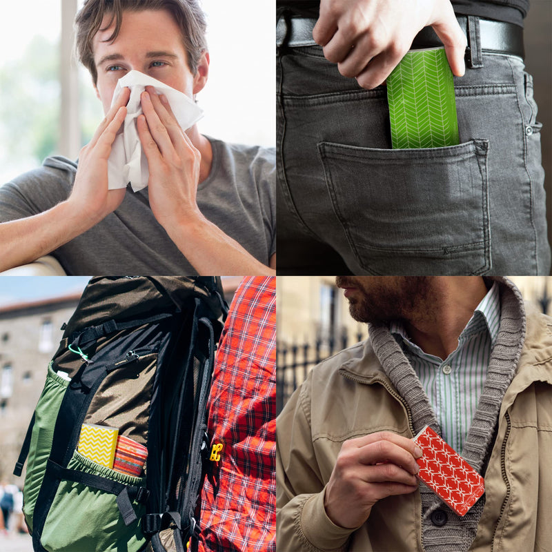 [Australia] - Funwares White Facial Travel Tissue Packs, Chlorine-Free, 24 Packs, 216 Tissues, 3-Ply Sheets, 9 Sheets Per Pack, Car, Travel, School, Work 