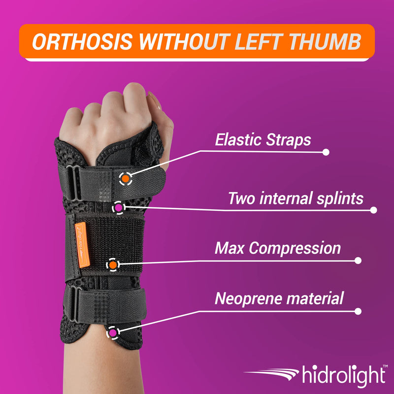 [Australia] - HIDROLIGHT - Comfort Air Orthosis for Left Hand Brace - Pain Relief Wristbands, or Tendonitis, Arthritis, Sprains, Carpal Tunnel - Non-Slip Grip, Adjustable Stripe, Wrist Support - Black, Medium 1 