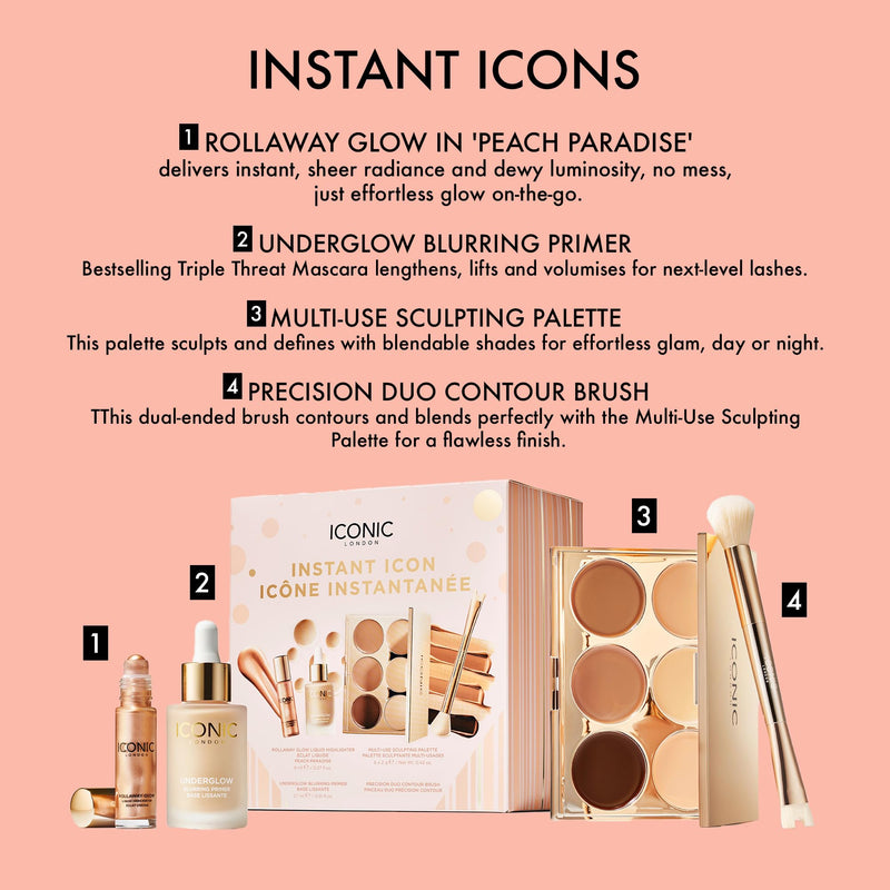 [Australia] - ICONIC LONDON Luxury Makeup Set for Glowy, Radiant Skin and Highlighted Finish, Perfect for Gifting, Long-Lasting, Cruelty-Free, Vegan Makeup Instant Icons 
