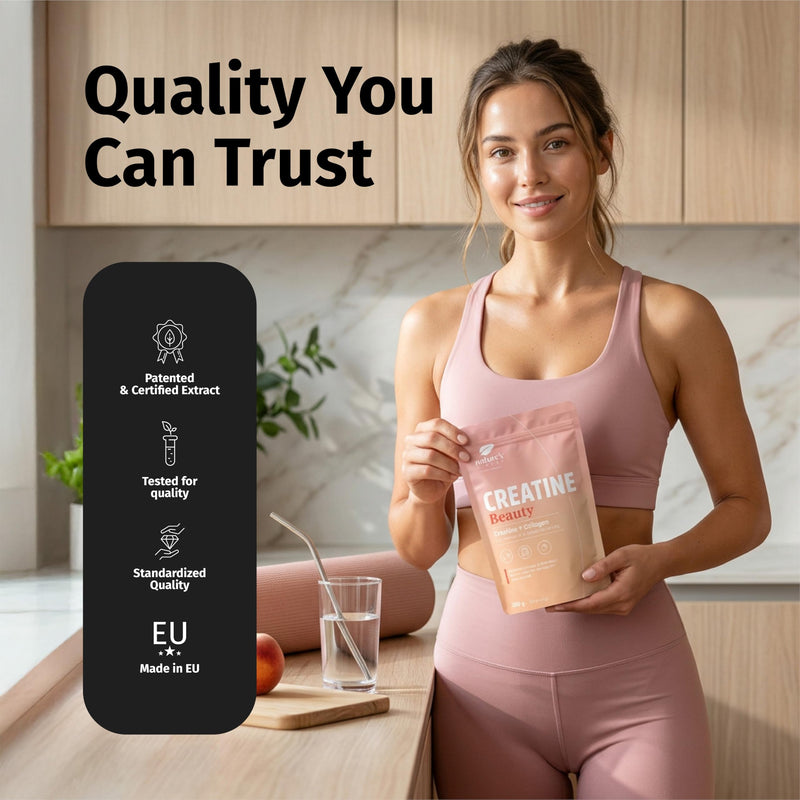 Nature's Finest by Nutrisslim Beauty Creatine Powder for Women, Creatine, Collagen & Biotin, Peach Flavour, 300 g, 30 Servings, Food Supplement 300 g (Peach Flavoured) with Collagen, Biotin