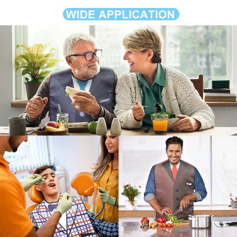 [Australia] - Adult Bibs, Bibs for Adults Eating Washable, Reusable Adult Clothing Protectors with Crumb Catcher Style 1 