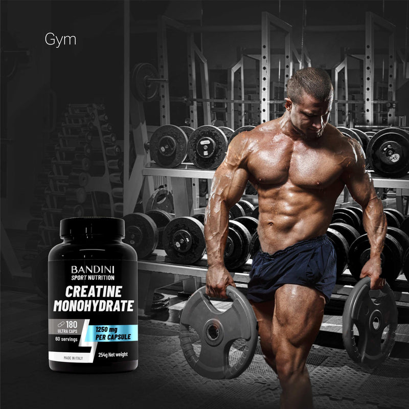 Bandini® Creatine Monohydrate 180 Capsules 3000mg per Serving - High Strength Gym Supplement for Men & Women - Pre Workout Energy Support - 100% Pure Micronized Creatine - Unflavoured Ultra Caps