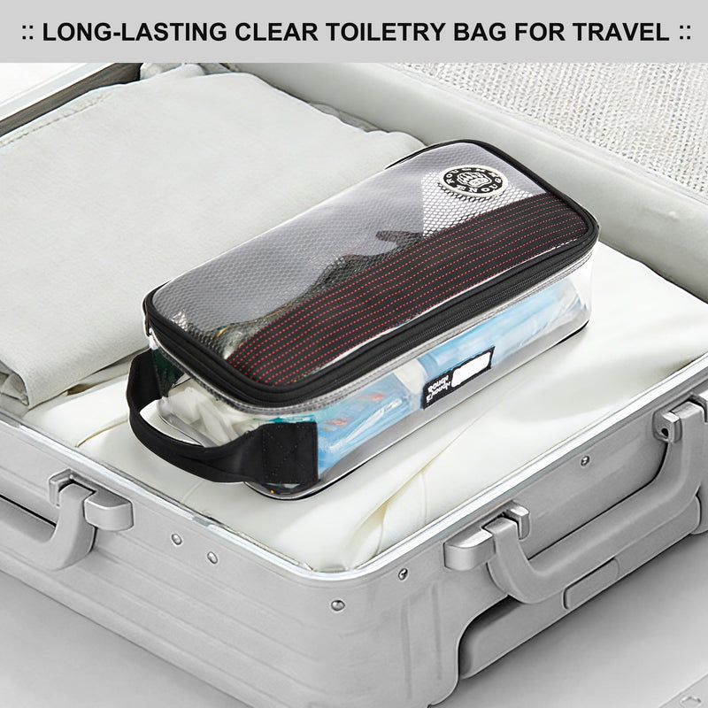 Rough Enough Clear Toiletry Bag Large Travel Organizer for Men Women | 3.4L, 12x5x3.5in, 0.6mm thick PVC, YKK zippers, mesh pocket & removable pouch, easy-clean, for road trips & checked luggage