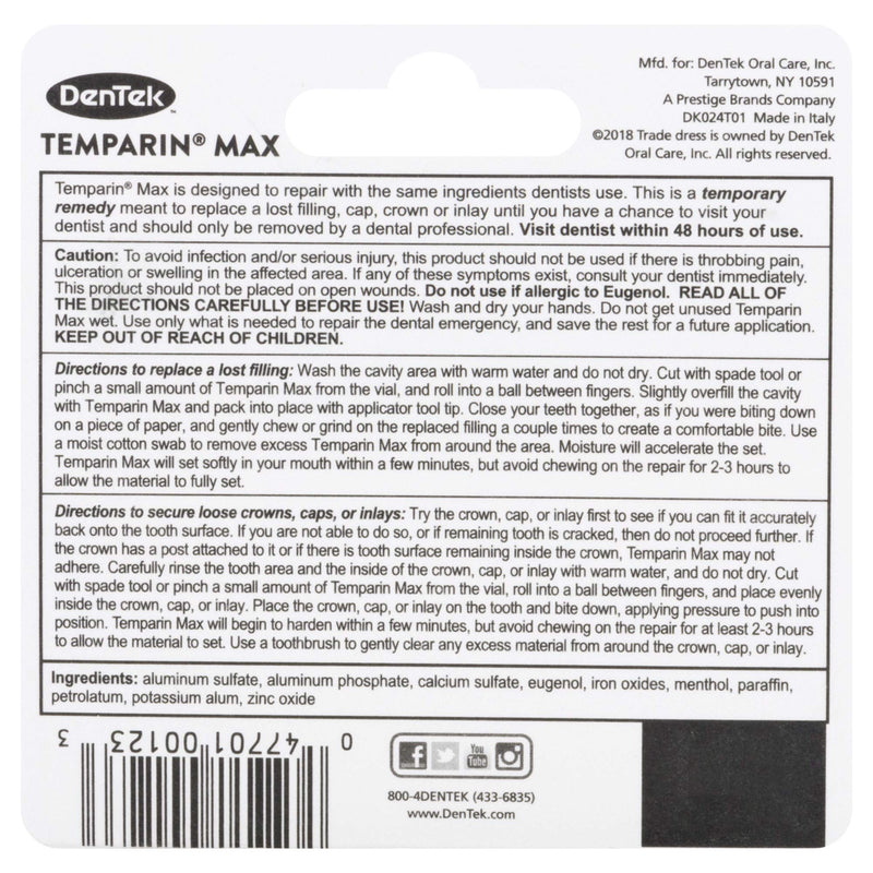 [Australia] - Dentek Temparin Max Repair Kit for Caps, Crowns, Fillings 0.09 oz | Pack of 3 