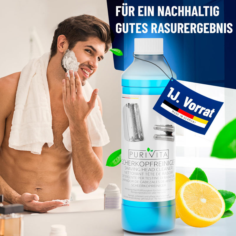 [Australia] - PURIVITA shaving head cleaner refill liquid - compatible with Braun Clean & Renew cleaning cartridges - Braun cleaning cartridges Series 9 - Braun razor cleaning cartridges - 500ml 