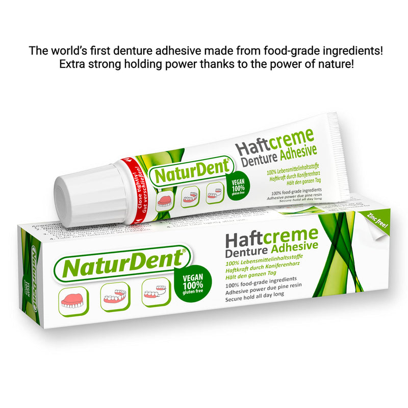[Australia] - Natural Strong Denture Adhesive NaturDent holds Dentures Longer and Stronger No Zinc No Petrochemical No Paraben No Yucky Taste 