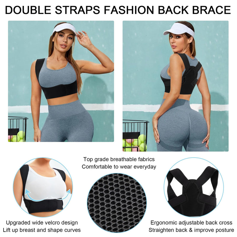 URSEXYLY Posture Corrector for Women and Men Adjustable Upper Back Brace Breathable Spine Support-Neck, Shoulder, Clavicle, Back Relief(M/L,Black) M/L Black