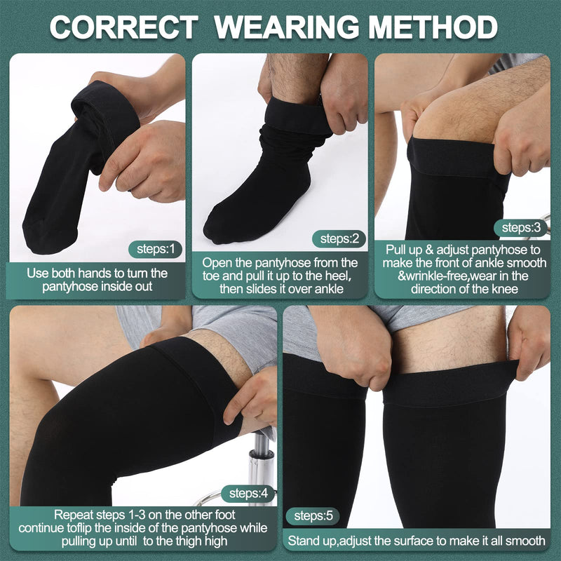 [Australia] - Zhanmai Thigh High Compression Socks for Men 20-30 Mmhg Compression Stockings Thigh High Socks Swelling XXL Black 