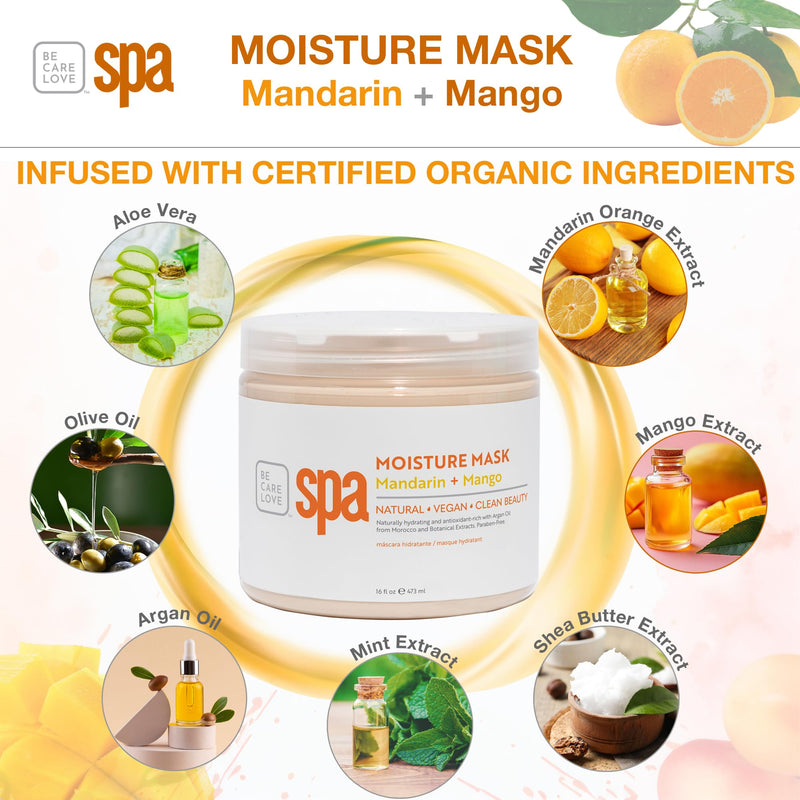 [Australia] - BCL SPA Organic Mandarin and Mango moisture mask for hands, foot mask, and body mask skin care spa treatment, home or professional use with argan oil, olive oil, aloe vera, cucumber, and kelp 16 fl oz Mandarin Mango 16 Fl Oz (Pack of 1) 