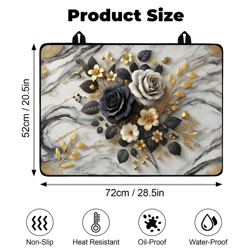 [Australia] - Heat-Resistant Glass Stove Top Cover with Anti-Slip Rubber Coating ‚Äì 28.5x20.5 Inch Electric Stove Protector, Scratch-Resistant, Expands Counter Space, Stylish Kitchen Decor Rose 