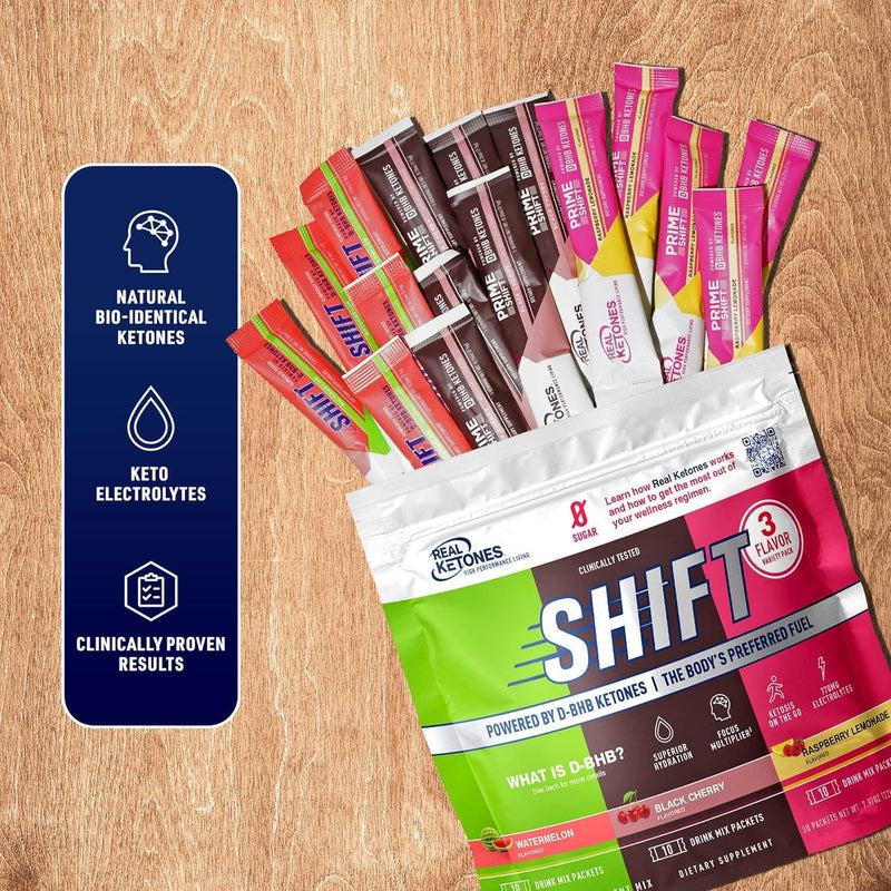 [Australia] - Real Ketones BHB Exogenous Ketones Drink Mix Packets Keto Electrolytes Powder Packets No Sugar with 4 Main Fasting Electrolytes Plus Hydrating Patented Keto BHB - 30 Count Variety Pack Flavor Variety Pack 