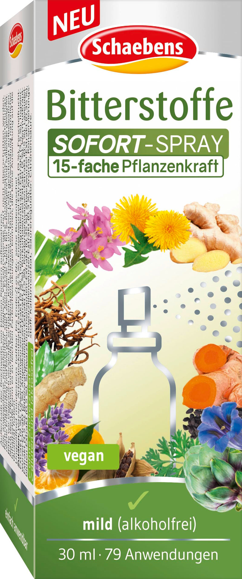 [Australia] - Schaebens bitter substances IMMEDIATE spray 15-fold plant power for stomach and intestinal function - mild (alcohol-free) 30 ml 