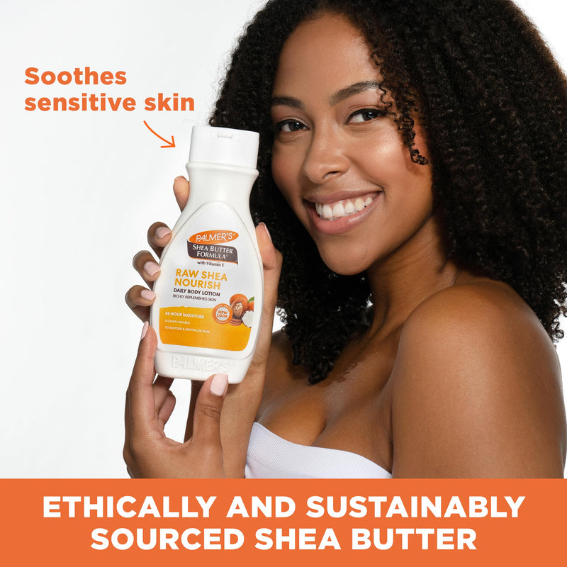 Palmer's Raw Shea Body Lotion Formula for Dry Skin (8.5 Fl Oz) | A nourishing daily hand & body moisturizer with Vitamin E to soothe, revitalize and provide 48 hour moisture 8.5 Ounce (Pack of 1)