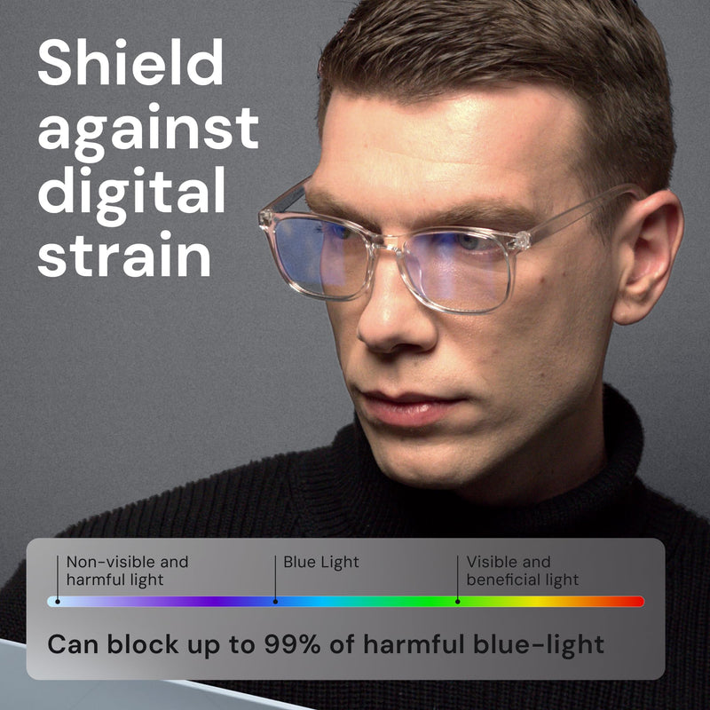 [Australia] - Blue Light Blocking Glasses - Fashion Square Eyeglasses, Anti UV Ray Computer Gaming Glasses Blue Blockers for Women/Men *Black & Transparent 2 