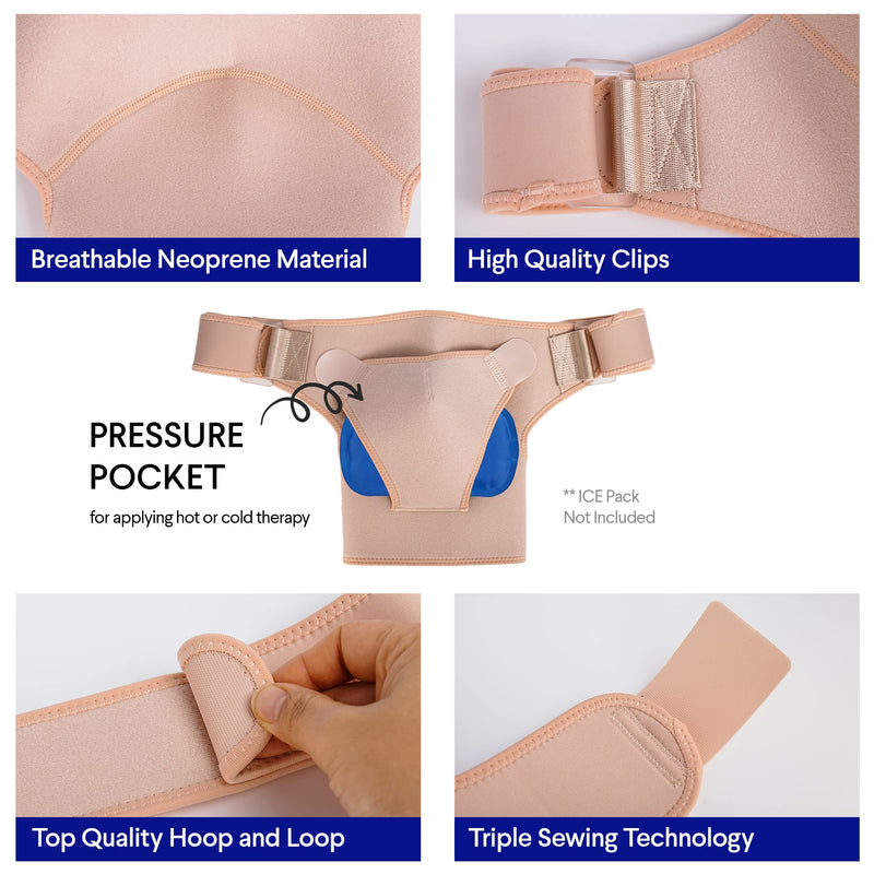 [Australia] - Suptrust Shoulder Brace for Men and Women, Adjustable Shoulder Brace for Pain Relief and Rotator Cuff Support, One Size Pink 