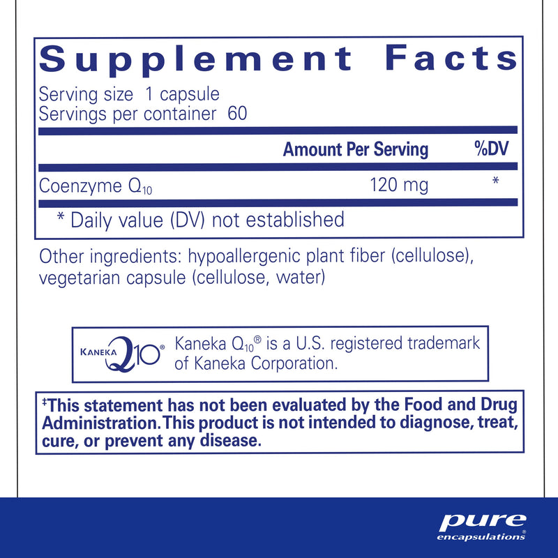 [Australia] - Pure Encapsulations CoQ10 120 mg - Coenzyme Q10 Supplement for Heart Health, Energy, Antioxidants, Brain & Memory Health - Cellular Health, Cognition & Cardiovascular Support* - 60 Capsules 60 Count (Pack of 1) 