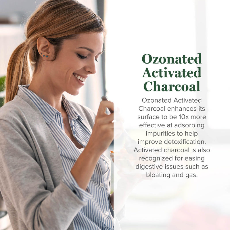 [Australia] - Global Healing Ozonated Activated Charcoal Powder - Advanced Digestive Detox That Adsorbs Internal Unwanted Compounds - Helps Relieve Occasional Gas Discomfort - 60 Activated Charcoal Pills 