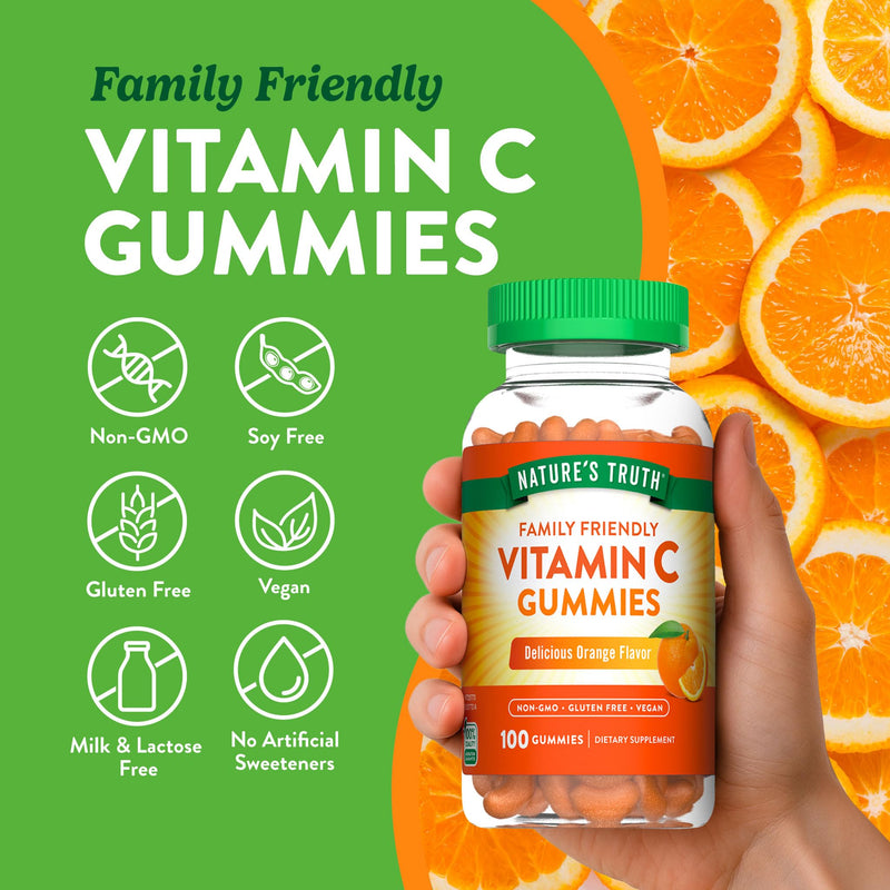 Nature's Truth Vitamin C Gummies | 250 mg Vitamin C | 100 Count | Orange Flavor | Vegan, Non-GMO & Gluten Free Supplement