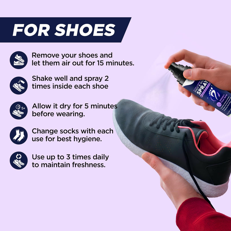 Foot Cure Shoe Deodorizer Spray - Tea Tree | Lavender Shoe Deodorizer for Smelly Feet, Athletes Foot Spray Odor Eliminator and Sweat Control | Removes, Controls & Prevents Odors - 120ml Made in USA