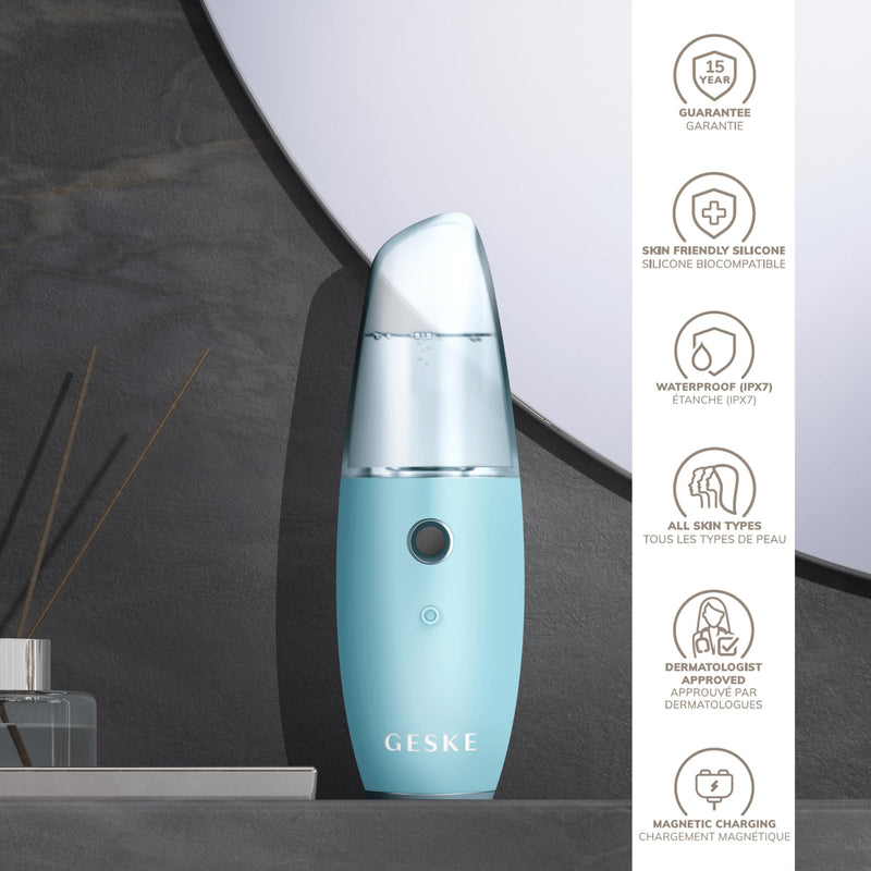 GESKE SmartAppGuided™ Facial Hydration Refresher | 4 in 1 | Water Atomizer | Moisturizing Spray Machine | Face Mister | Humidifier for Natural Glow | Reduce Redness & Dry Skin Turquoise