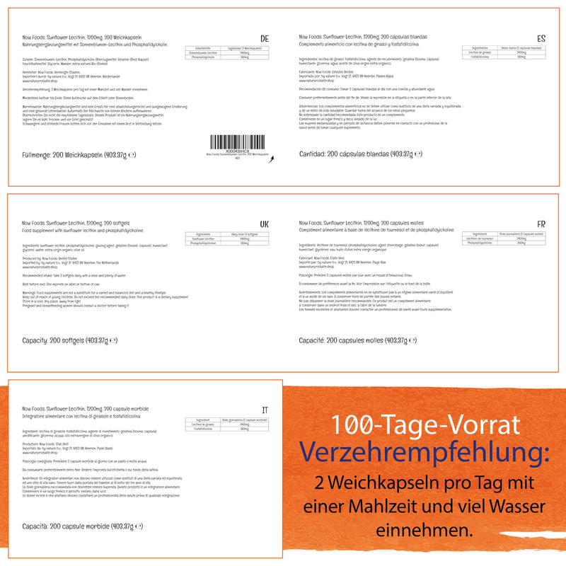 [Australia] - Now Foods, Sunflower Lecithin, 1,200 mg, 200 soft capsules, laboratory tested, gluten-free, soy-free 403.37 g (pack of 1) 