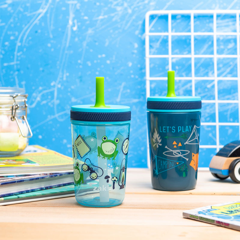 [Australia] - Zak Designs Campout and Camping Kelso Tumbler Set, Leak-Proof Screw-On Lid with Straw, Bundle for Kids Includes Plastic and Stainless Steel Cups with Bonus Sipper, 3pc Set, Non-BPA 3 Piece Set 
