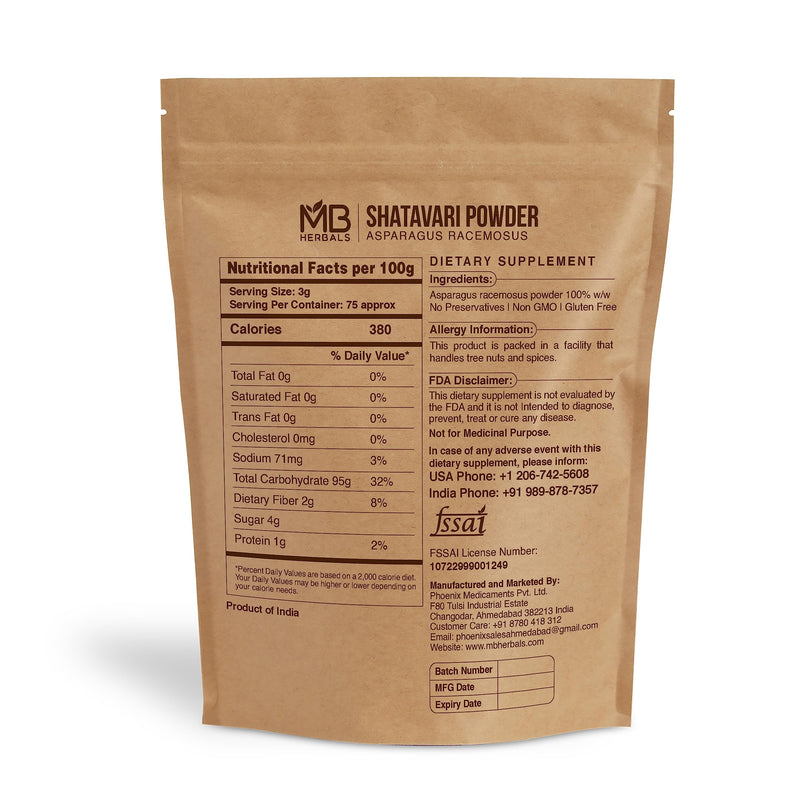 [Australia] - MB Herbals Pure Shatavari Powder 227 Gram | 8 oz | 100% Pure Asparagus racemosus 