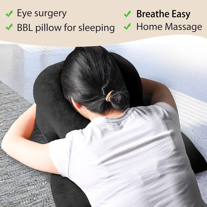 [Australia] - Face Down Pillow for Sleeping, Face Down After Eye Surger, BBL After Surger, Stomach Sleeping/Prone Pillow, Retinal Vitrectomy Recovery Equipment, Home Massage Pillow, Black 