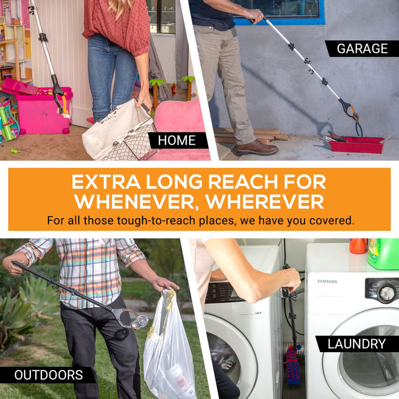 EZPIK Classic 40" Flexible Folding Grabber Tool for Elderly + Magnets, Reacher for Disabled & Seniors Heavy Duty Rotating Grippers for Reaching Underneath, Trash Grabbers & Pickers for Mobility 40" Classic (Pack of 1) - Black