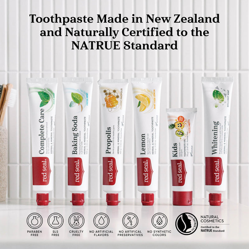 Red Seal Fluoride Free Whitening Toothpaste - Mint - Vegan Friendly, Cruelty Free, No Synthetic Colors or Artificial Flavors, NATRUE Certified Natural Ingredients, Paraben & SLS Free, 3.53 oz Natural Whitening