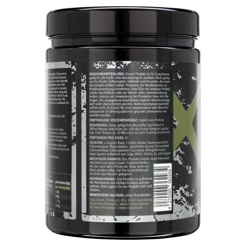 [Australia] - L-ARGININE & L-CITRULLINE powder I Lemon & Lime I CROSSVITAL I vegan I 500g I made in Germany 