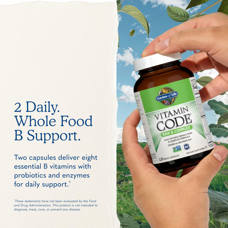 Garden of Life Vitamin B Complex, 120 Vegan Capsules, High Potency Vitamins for Energy & Metabolism with B6, Folate & B12 as Methylcobalamin plus Probiotics | High Potency Vitamins for Energy & Metabolism with B6, Folate & B12 as Methylcobalamin, plus ...